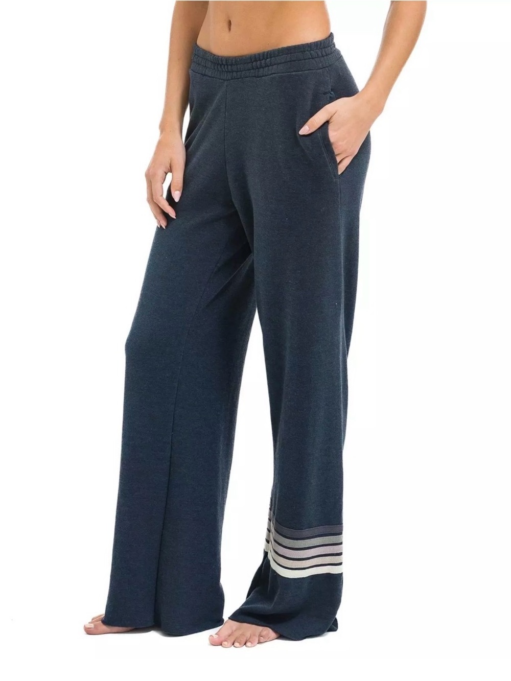 Aviator Nation Rugby Stitch Wide-Leg Pants  Size S